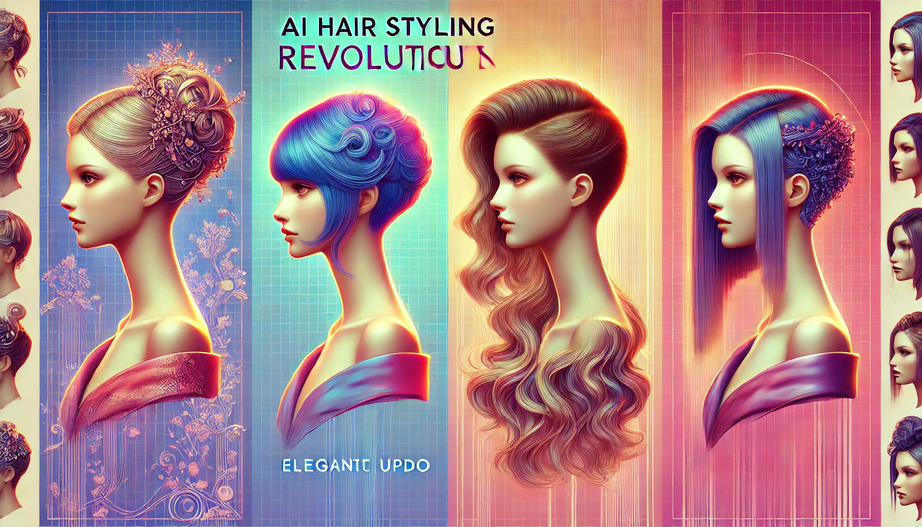 AIが生成した4つの多様なヘアスタイル、最新の髪型トレンドを視覚化
